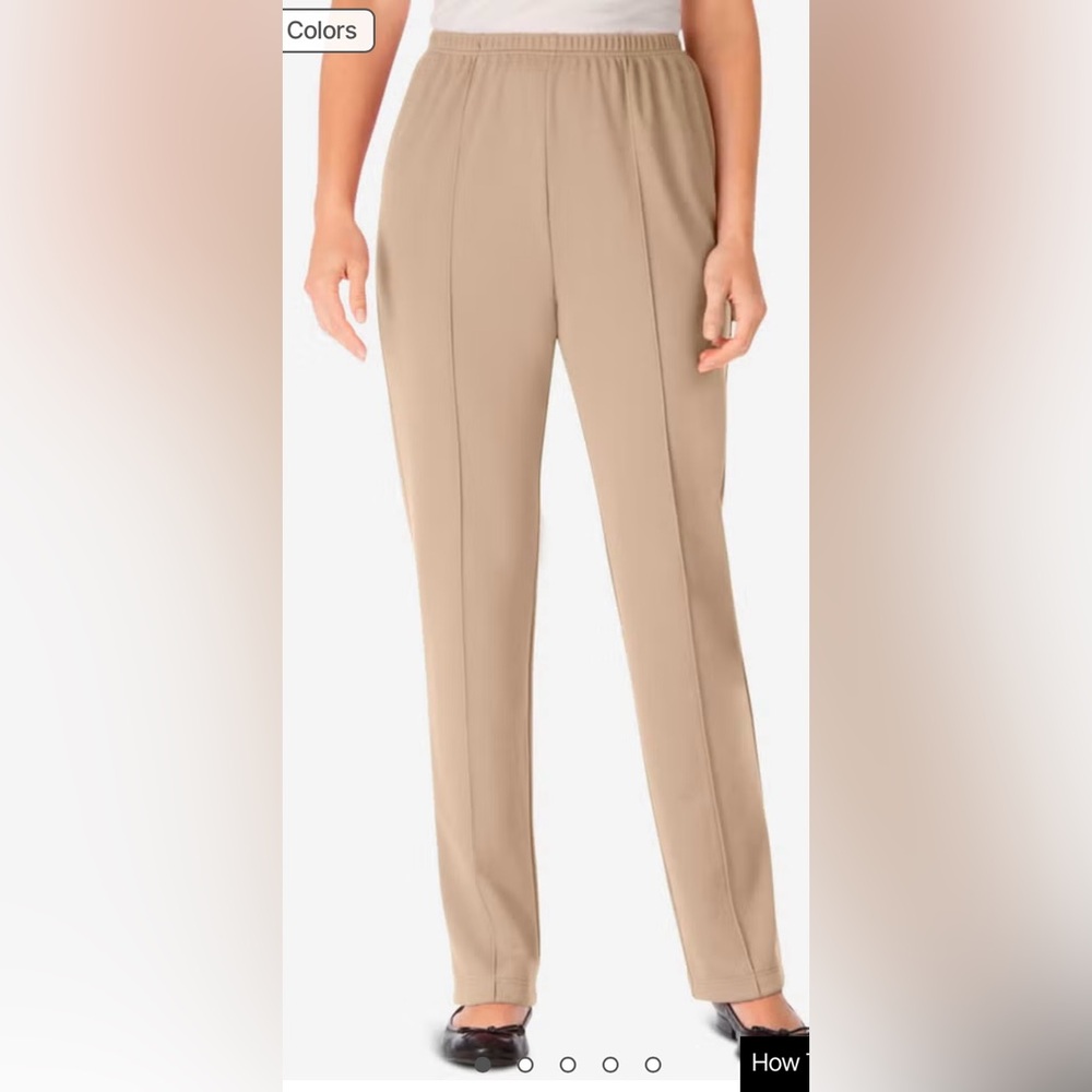Woman Within polyester pants. Color: New Khaki. Size Petite 20